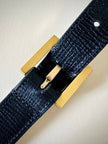 Cintura vintage Fendi in pelle nera con fibbia dorata