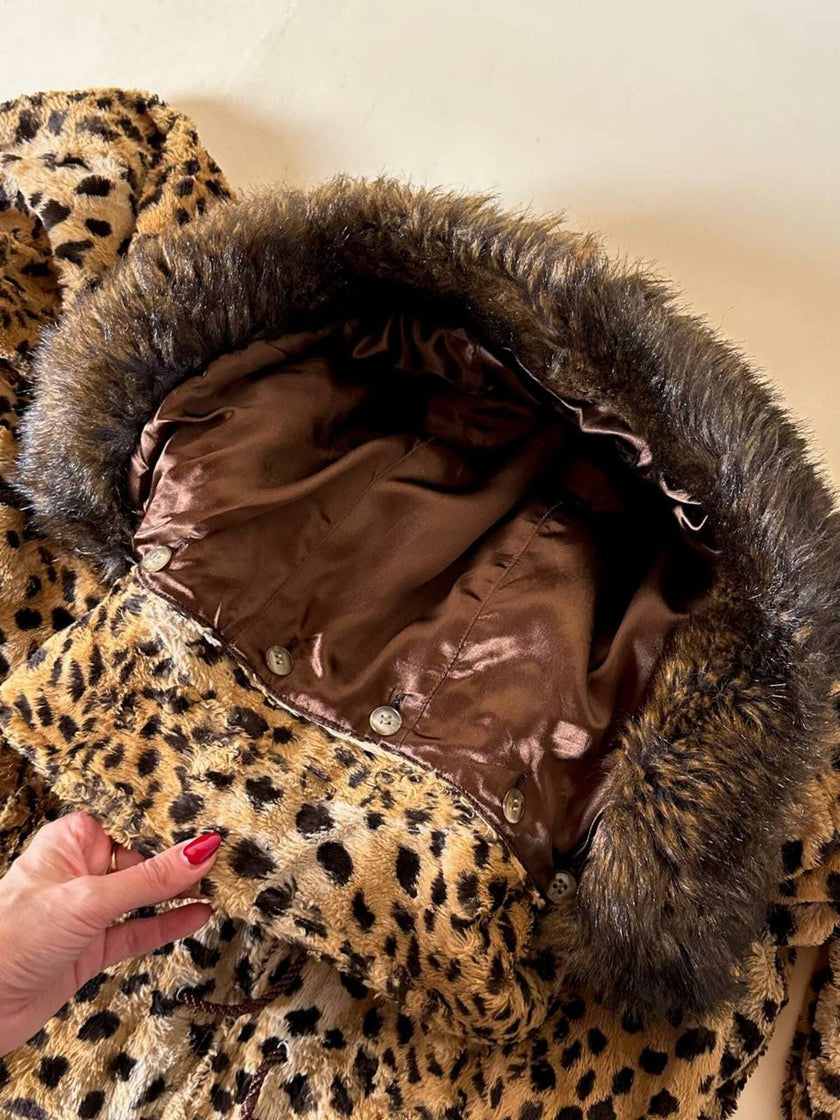 “Yves Saint Laurent” faux fur leopard print parka