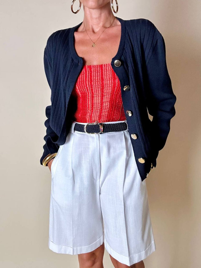 Cintura intrecciata blu navy con stemma delle Repubbliche Marinare