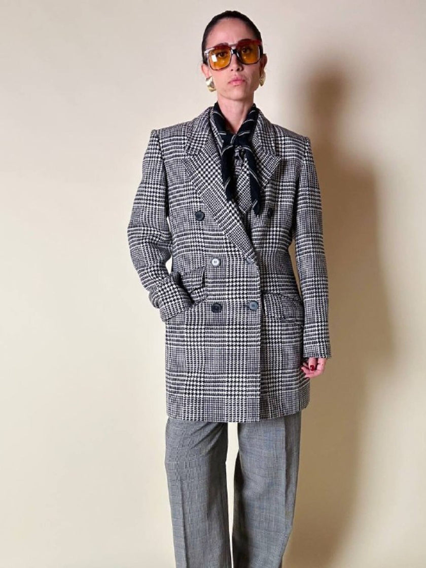 Blazer doppiopetto in lana principe di Galles “Yves Saint Laurent”