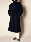 Cappotto lungo vintage in lana nera con taglio trench CGV Firenze