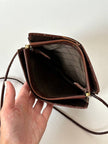 Borsa bandoulière vintage Fendi in pelle marrone mogano con logo a rilievo