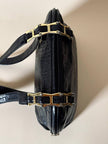 Borsa nera in pelle stampa coccodrillo “Gianni Versace”