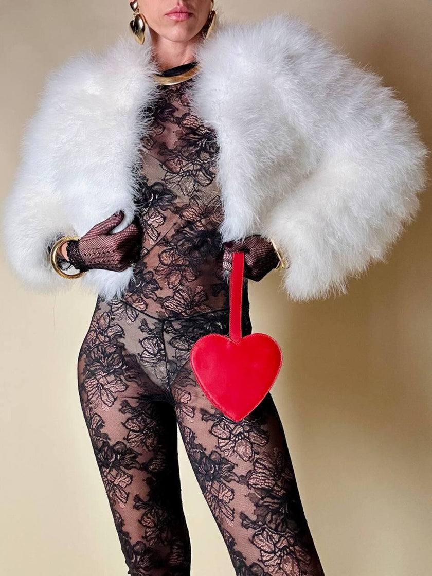 Jumpsuit con staffe in pizzo nero “La Perla”