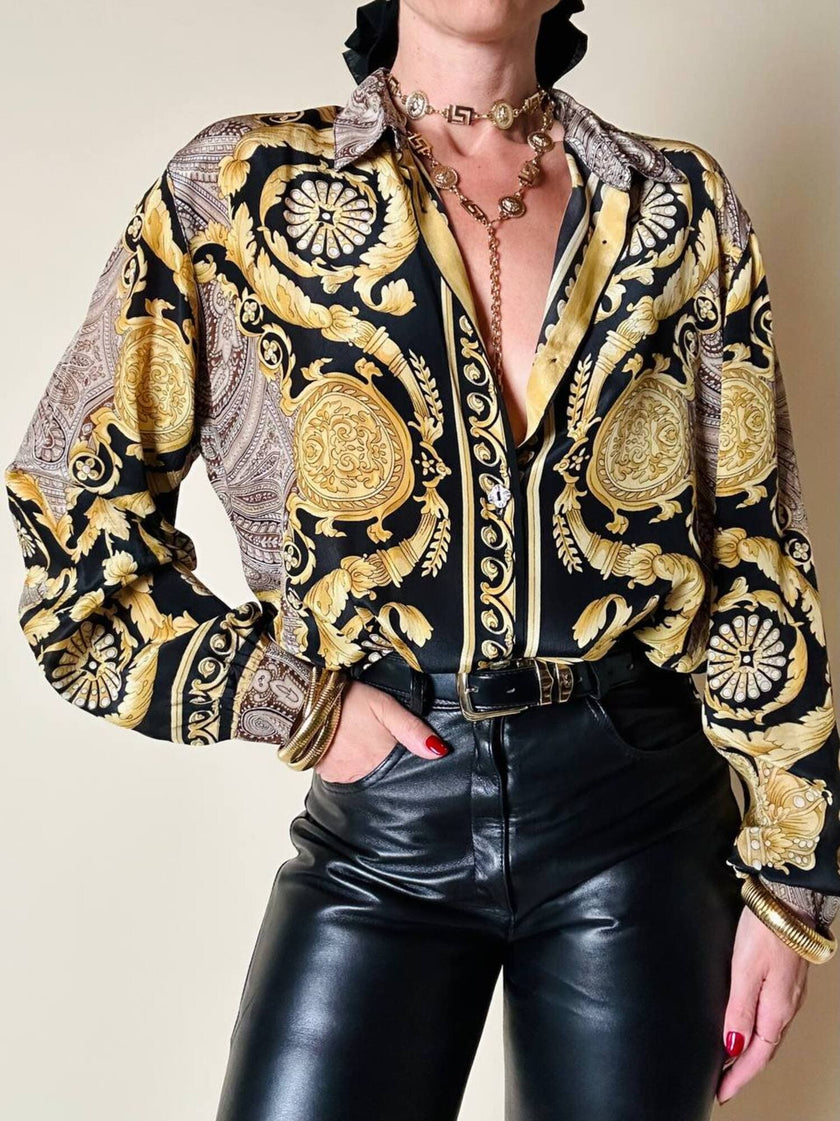 Camicia in misto seta fantasia barocca