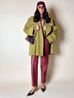 Cappottino oversize con ampi rever in lana verde acido Confezioni di Lusso