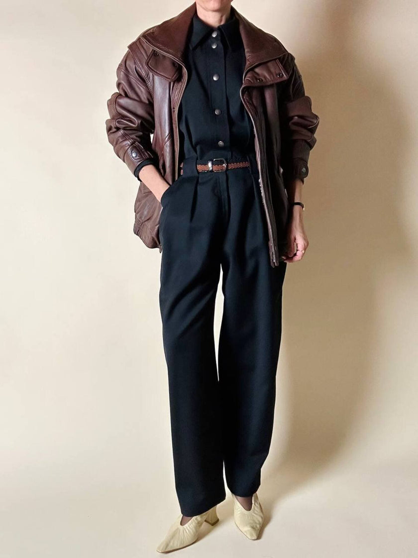 Jumpsuit vintage Yves Saint Laurent in lana nera