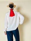 Camicia in seta avorio con tasche ricamate “Valentino Miss V”