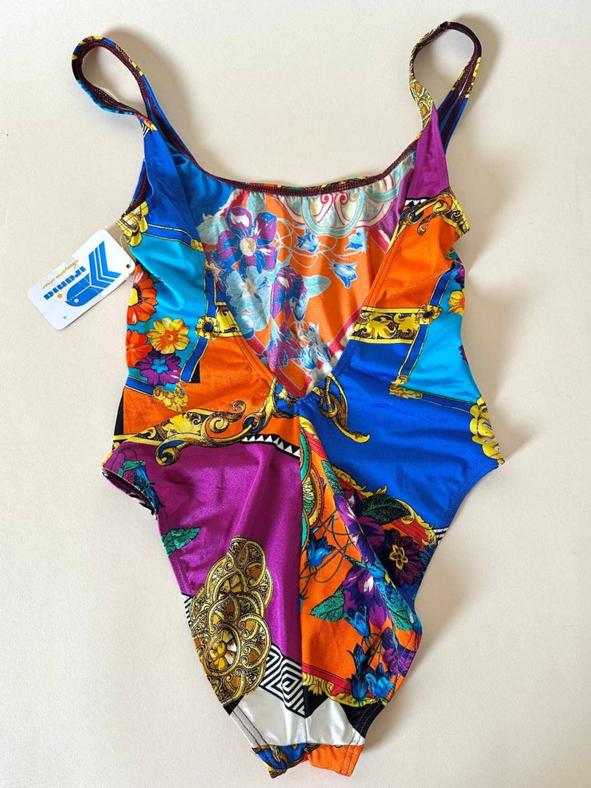 Costume intero fantasia multicolor floreale barocca