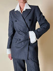 Tailleur gessato giacca/pantalone in lana grigio antracite “Antonio Fusco”