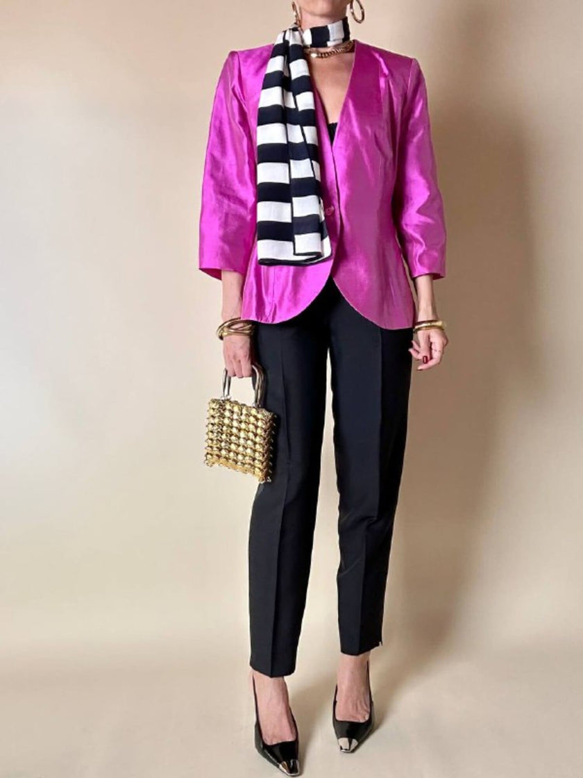 Blazer in shantung di seta ciclamino “Yves Saint Laurent”