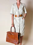 Maxi borsa in pelle stampa coccodrillo color cuoio