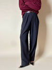 Pantalone Yves Saint Laurent a vita alta con pince in lana grigio antracite