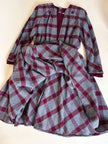 Abito Velentino Boutique in lana fantasia check grigio e bordeaux