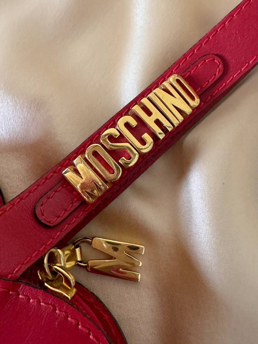 Mini bag a forma di cuore in pelle rossa “Moschino”