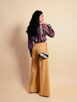 Camicia in organza sintetica a righe multicolor