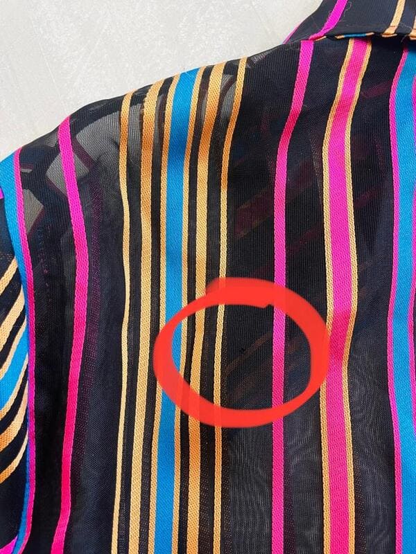 Camicia in organza sintetica a righe multicolor