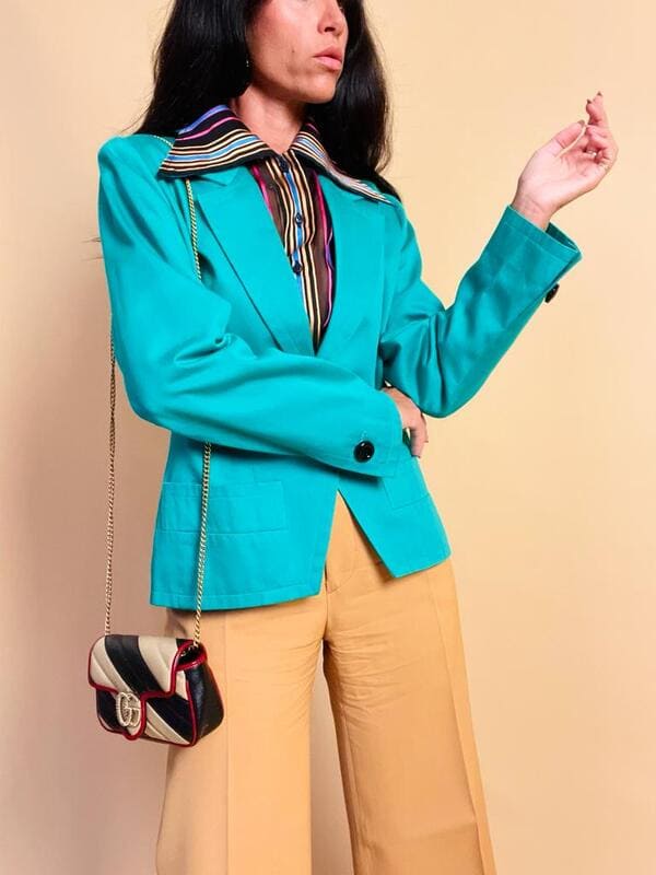 Camicia in organza sintetica a righe multicolor