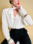 Camicia in seta bianca con strass ricamati 