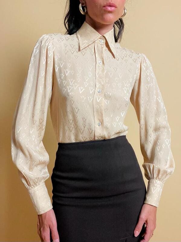 Camicia Valentino in seta jaquard beige