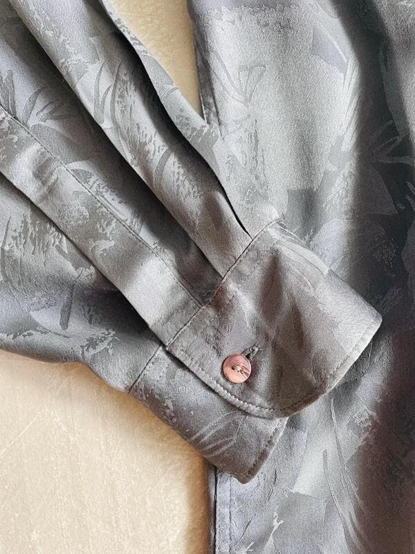 Camicia oversize in seta jaquard color ardesia