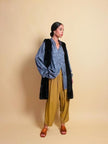 Camicia oversize in seta jaquard color ardesia
