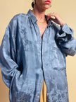 Camicia oversize in seta jaquard color ardesia