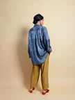 Camicia oversize in seta jaquard color ardesia