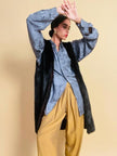 Camicia oversize in seta jaquard color ardesia
