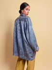 Camicia oversize in seta jaquard color ardesia
