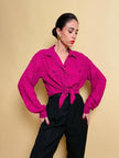 Camicia in seta ciclamino stampa 