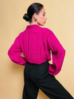 Camicia in seta ciclamino stampa 