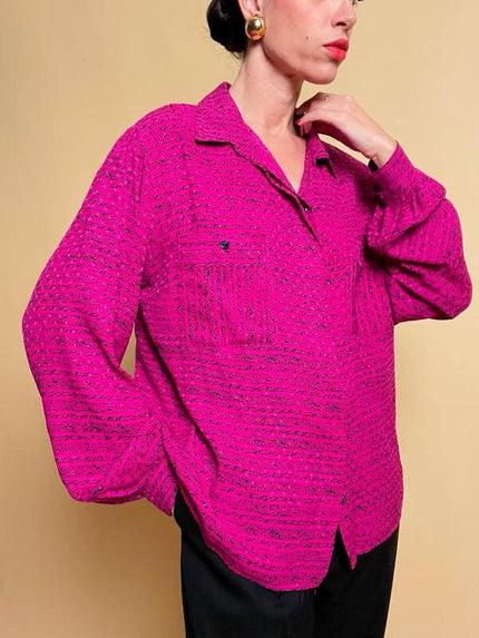 Camicia in seta ciclamino stampa 
