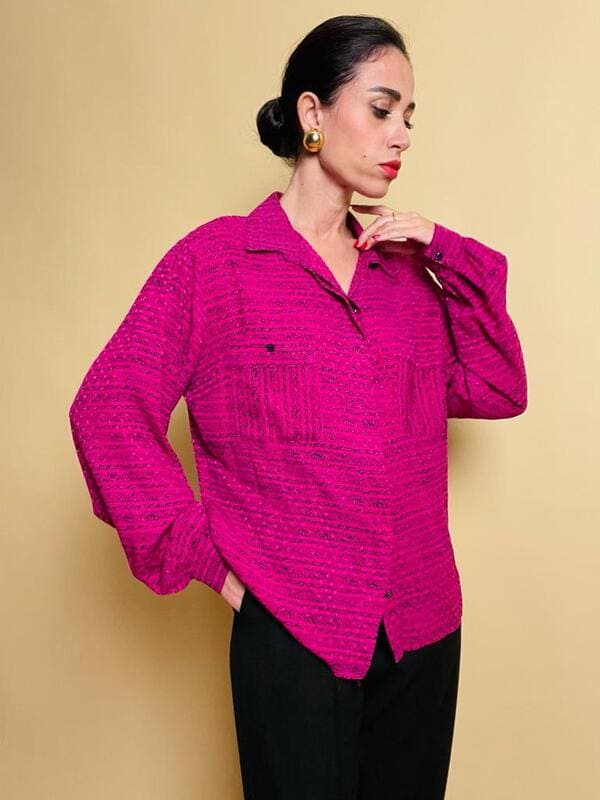 Camicia in seta ciclamino stampa 
