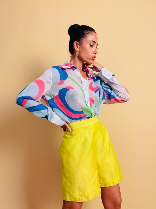 Camicia in mussola di cotone multicolor