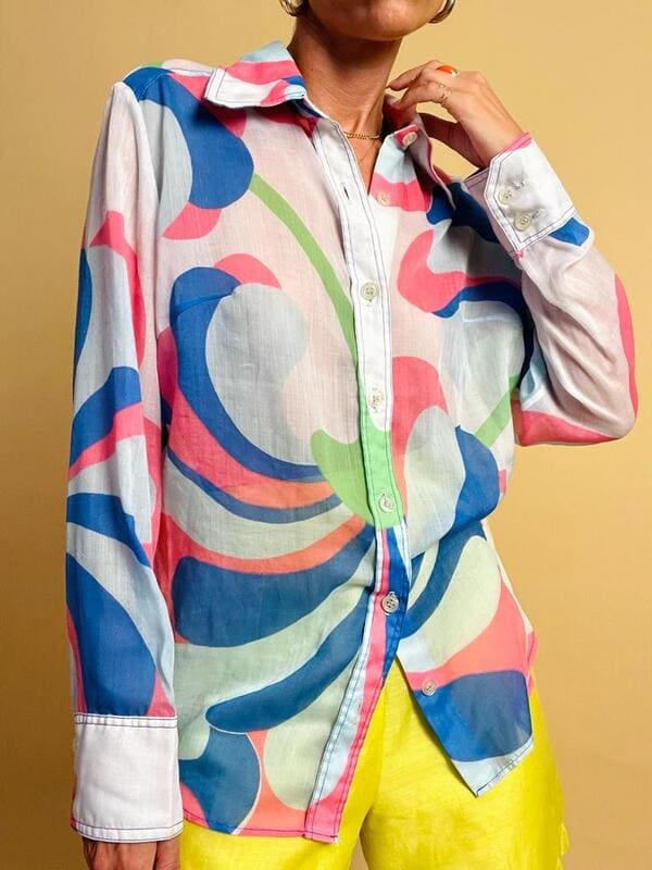 Camicia in mussola di cotone multicolor