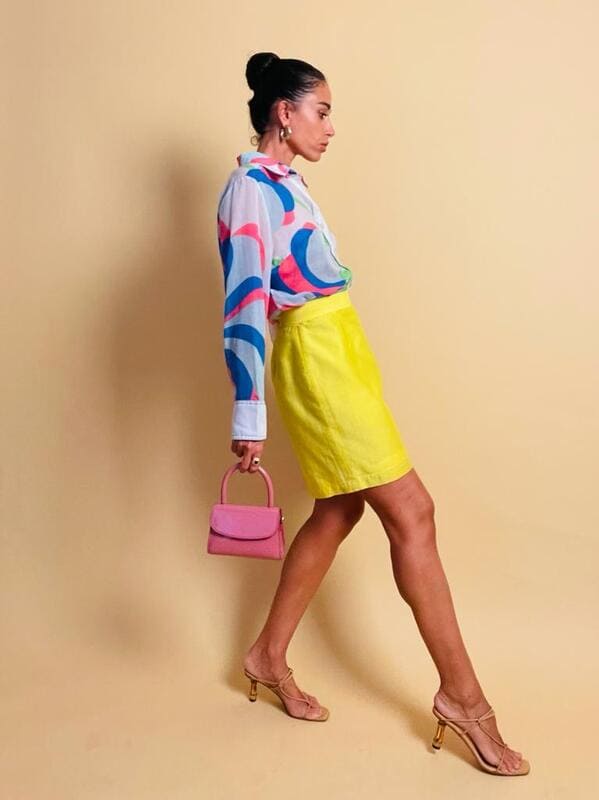 Camicia in mussola di cotone multicolor