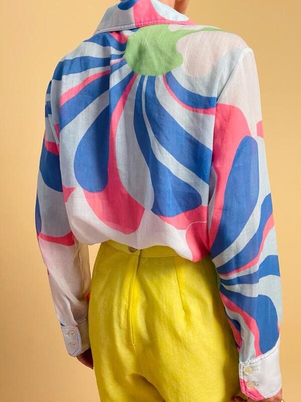 Camicia in mussola di cotone multicolor