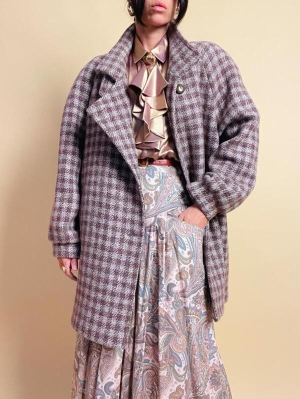 Over coat a quadretti beige e marrone