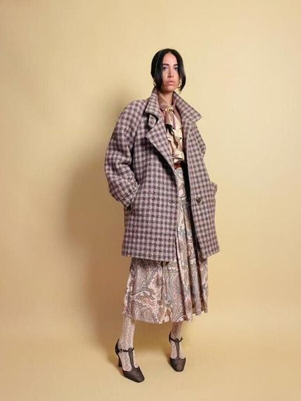 Over coat a quadretti beige e marrone
