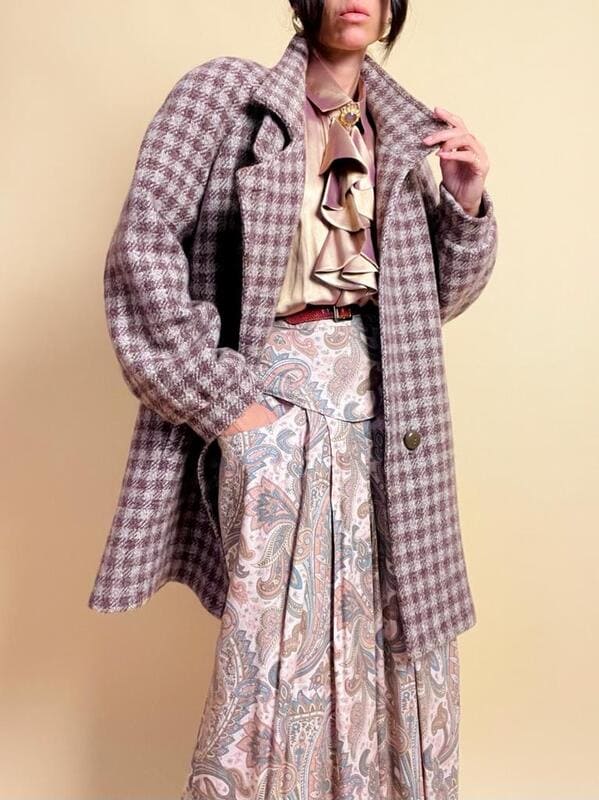 Over coat a quadretti beige e marrone