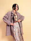 Over coat a quadretti beige e marrone