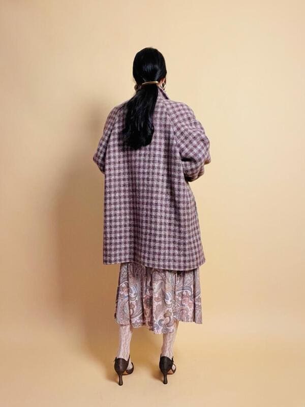 Over coat a quadretti beige e marrone