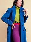 Maxi cappotto in lana color blu petrolio 