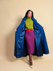 Maxi cappotto in lana color blu petrolio 