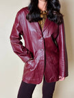 Blazer oversize in pelle bordeaux Max