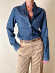 Camicia Fendissime in denim blu con bottoni  moneta da 10 lire