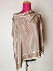 Foulard Yves Saint Laurent vintage in seta a righe con monogramma YSL