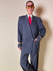 Tailleur gessato in lana grigio antracite “Yves Saint Laurent”