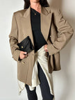 Blazer vintage Yves Saint Laurent in lana cachi doppiopetto con bottoni logati oro